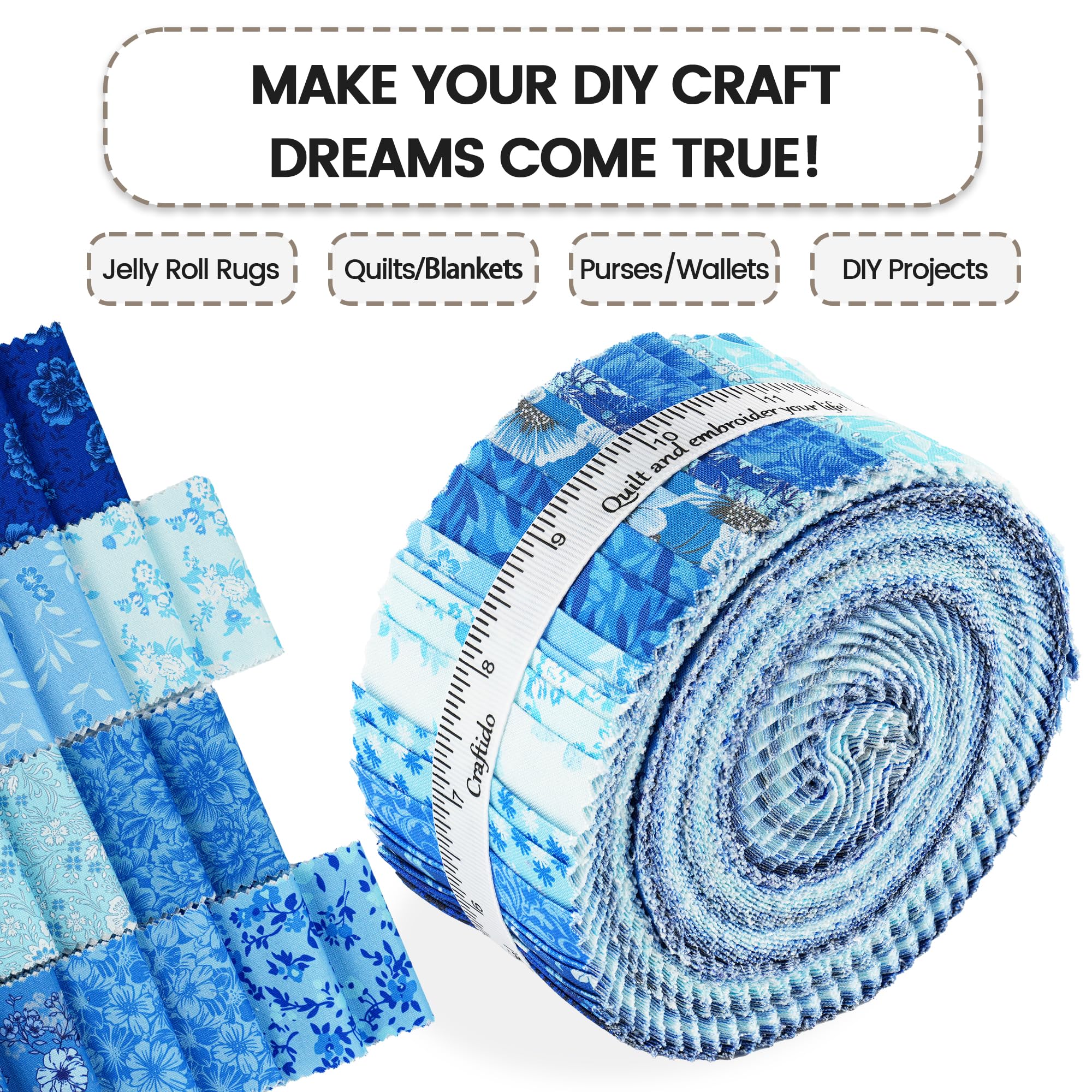 Amazon.com: Craftido-18 Options-100% Cotton Jelly Roll Fabric